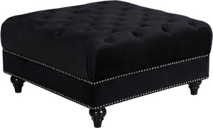 Sabrina Velvet / Engineered Wood / Metal / Foam Contemporary Black Velvet Ottoman - 34.5" W x 34.5" D x 18.5" H