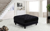 Sabrina Velvet / Engineered Wood / Metal / Foam Contemporary Black Velvet Ottoman - 34.5" W x 34.5" D x 18.5" H