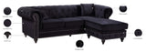 Sabrina Velvet / Engineered Wood / Metal / Foam Contemporary Black Velvet 2pc. Reversible Sectional - 96" W x 67" D x 31" H