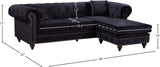 Sabrina Velvet / Engineered Wood / Metal / Foam Contemporary Black Velvet 2pc. Reversible Sectional - 96" W x 67" D x 31" H