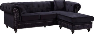 Sabrina Velvet / Engineered Wood / Metal / Foam Contemporary Black Velvet 2pc. Reversible Sectional - 96" W x 67" D x 31" H