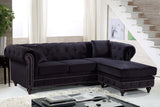 Sabrina Velvet / Engineered Wood / Metal / Foam Contemporary Black Velvet 2pc. Reversible Sectional - 96" W x 67" D x 31" H