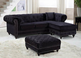 Sabrina Velvet / Engineered Wood / Metal / Foam Contemporary Black Velvet 2pc. Reversible Sectional - 96" W x 67" D x 31" H