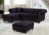 Sabrina Velvet / Engineered Wood / Metal / Foam Contemporary Black Velvet 2pc. Reversible Sectional - 96" W x 67" D x 31" H