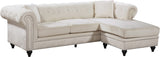 Sabrina Velvet / Engineered Wood / Metal / Foam Contemporary Cream Velvet 2pc. Reversible Sectional - 96" W x 67" D x 31" H