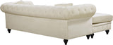 Sabrina Velvet / Engineered Wood / Metal / Foam Contemporary Cream Velvet 2pc. Reversible Sectional - 96" W x 67" D x 31" H