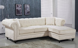 Sabrina Velvet / Engineered Wood / Metal / Foam Contemporary Cream Velvet 2pc. Reversible Sectional - 96" W x 67" D x 31" H