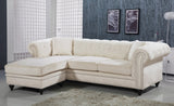 Sabrina Velvet / Engineered Wood / Metal / Foam Contemporary Cream Velvet 2pc. Reversible Sectional - 96" W x 67" D x 31" H