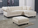 Sabrina Velvet / Engineered Wood / Metal / Foam Contemporary Cream Velvet 2pc. Reversible Sectional - 96" W x 67" D x 31" H