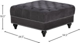 Sabrina Velvet / Engineered Wood / Metal / Foam Contemporary Grey Velvet Ottoman - 34.5" W x 34.5" D x 18.5" H