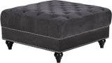 Sabrina Velvet / Engineered Wood / Metal / Foam Contemporary Grey Velvet Ottoman - 34.5" W x 34.5" D x 18.5" H