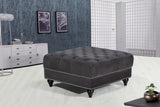 Sabrina Velvet / Engineered Wood / Metal / Foam Contemporary Grey Velvet Ottoman - 34.5" W x 34.5" D x 18.5" H