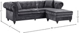 Sabrina Velvet / Engineered Wood / Metal / Foam Contemporary Grey Velvet 2pc. Reversible Sectional - 96" W x 67" D x 31" H