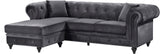 Sabrina Velvet / Engineered Wood / Metal / Foam Contemporary Grey Velvet 2pc. Reversible Sectional - 96" W x 67" D x 31" H