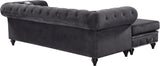 Sabrina Velvet / Engineered Wood / Metal / Foam Contemporary Grey Velvet 2pc. Reversible Sectional - 96" W x 67" D x 31" H