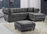 Sabrina Velvet / Engineered Wood / Metal / Foam Contemporary Grey Velvet 2pc. Reversible Sectional - 96" W x 67" D x 31" H