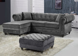 Sabrina Velvet / Engineered Wood / Metal / Foam Contemporary Grey Velvet 2pc. Reversible Sectional - 96" W x 67" D x 31" H