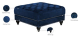 Sabrina Velvet / Engineered Wood / Metal / Foam Contemporary Navy Velvet Ottoman - 34.5" W x 34.5" D x 18.5" H