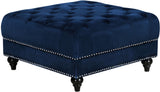 Sabrina Velvet / Engineered Wood / Metal / Foam Contemporary Navy Velvet Ottoman - 34.5" W x 34.5" D x 18.5" H