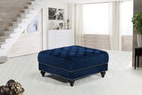 Sabrina Velvet / Engineered Wood / Metal / Foam Contemporary Navy Velvet Ottoman - 34.5" W x 34.5" D x 18.5" H