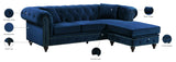 Sabrina Velvet / Engineered Wood / Metal / Foam Contemporary Navy Velvet 2pc. Reversible Sectional - 96" W x 67" D x 31" H