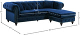 Sabrina Velvet / Engineered Wood / Metal / Foam Contemporary Navy Velvet 2pc. Reversible Sectional - 96" W x 67" D x 31" H