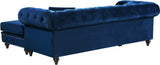 Sabrina Velvet / Engineered Wood / Metal / Foam Contemporary Navy Velvet 2pc. Reversible Sectional - 96" W x 67" D x 31" H