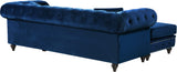 Sabrina Velvet / Engineered Wood / Metal / Foam Contemporary Navy Velvet 2pc. Reversible Sectional - 96" W x 67" D x 31" H