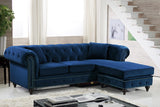 Sabrina Velvet / Engineered Wood / Metal / Foam Contemporary Navy Velvet 2pc. Reversible Sectional - 96" W x 67" D x 31" H