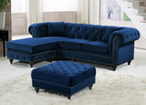 Sabrina Velvet / Engineered Wood / Metal / Foam Contemporary Navy Velvet 2pc. Reversible Sectional - 96" W x 67" D x 31" H