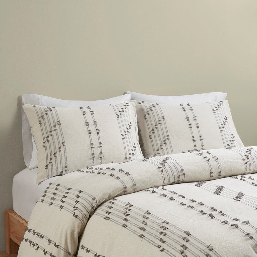 Cotton Jacquard Stripe Comforter and Sham Set