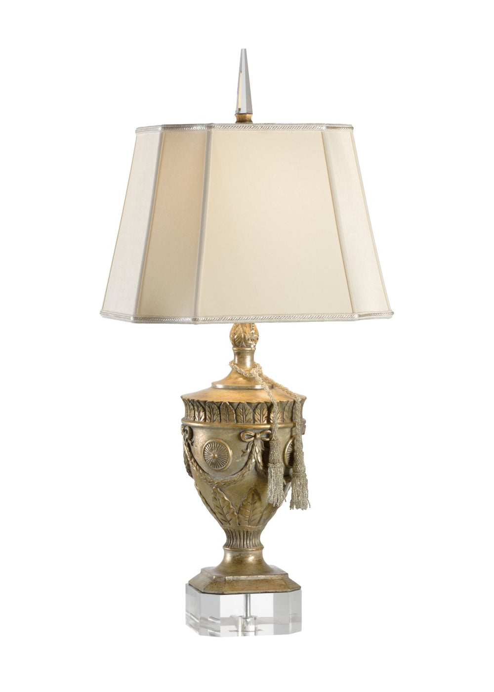 Athena Lamp - Elegant Champagne Finish with Acrylic Base, 33" Height, Perfect for Any Room