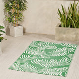 Abanto Outdoor Modern Scatter Rug, Green and Cream Noble House