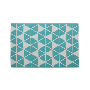 Alicante Outdoor Modern Scatter Rug, Turquoise and White Noble House