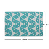 Alicante Outdoor Modern Scatter Rug, Turquoise and White Noble House