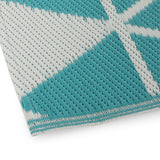 Alicante Outdoor Modern Scatter Rug, Turquoise and White Noble House