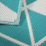 Alicante Outdoor Modern Scatter Rug, Turquoise and White Noble House