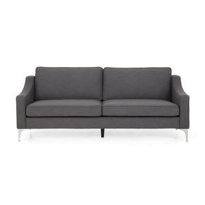 Cambria Modern Fabric 3 Seater Sofa, Dark Granite and Silver Noble House