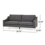 Cambria Modern Fabric 3 Seater Sofa, Dark Granite and Silver Noble House