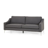 Cambria Modern Fabric 3 Seater Sofa, Dark Granite and Silver Noble House