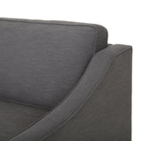 Cambria Modern Fabric 3 Seater Sofa, Dark Granite and Silver Noble House