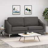 Cambria Modern Fabric 3 Seater Sofa, Dark Granite and Silver Noble House