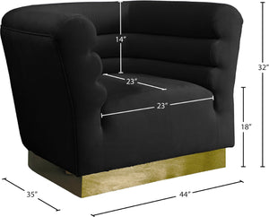 Bellini Velvet / Engineered Wood / Stainless Steel / Foam Contemporary Black Velvet Chair - 44" W x 35" D x 32" H