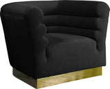 Bellini Velvet / Engineered Wood / Stainless Steel / Foam Contemporary Black Velvet Chair - 44" W x 35" D x 32" H