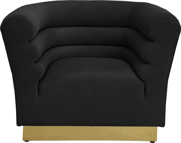 Bellini Velvet / Engineered Wood / Stainless Steel / Foam Contemporary Black Velvet Chair - 44" W x 35" D x 32" H