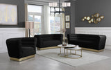 Bellini Velvet / Engineered Wood / Stainless Steel / Foam Contemporary Black Velvet Chair - 44" W x 35" D x 32" H