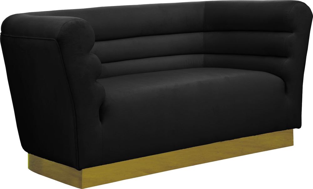 Bellini Velvet / Engineered Wood / Stainless Steel / Foam Contemporary Black Velvet Loveseat - 67" W x 35" D x 32" H
