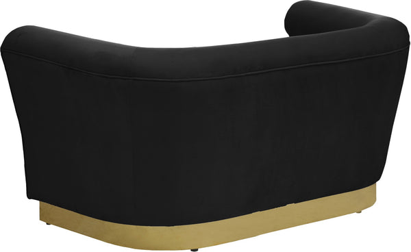 Bellini Velvet / Engineered Wood / Stainless Steel / Foam Contemporary Black Velvet Loveseat - 67" W x 35" D x 32" H