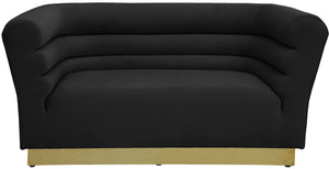 Bellini Velvet / Engineered Wood / Stainless Steel / Foam Contemporary Black Velvet Loveseat - 67" W x 35" D x 32" H