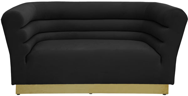 Bellini Velvet / Engineered Wood / Stainless Steel / Foam Contemporary Black Velvet Loveseat - 67" W x 35" D x 32" H